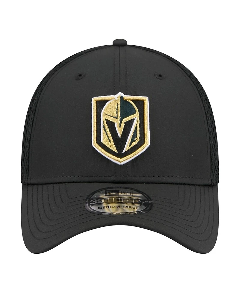 New Era Men's Black Vegas Golden Knights Logo 39THIRTY Flex Hat