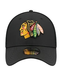 New Era Men's Black Chicago Blackhawks Logo 39THIRTY Flex Hat
