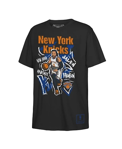Mitchell & Ness Big Boys and Girls Jalen Brunson Black New York Knicks Chalked Up Player Name Number T-Shirt