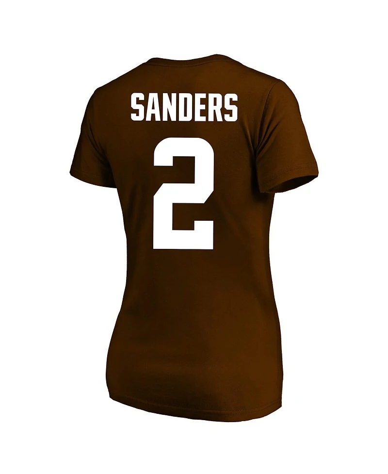 Fanatics Women's Shedeur Sanders Brown Cleveland Browns Plus Name and Number V-Neck T-Shirt
