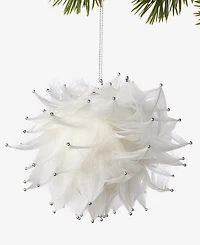 Holiday Lane Gilded Glamour White Feather Ball Ornament, Macy's Exclusive