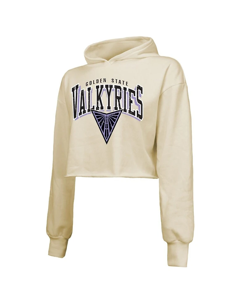 Majestic Threads Women's Cream Golden State Valkyries Circus Shot Drop Shoulder Tri-Blend Cropped Pullover Hoodie