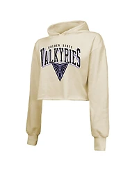 Majestic Threads Women's Cream Golden State Valkyries Circus Shot Drop Shoulder Tri-Blend Cropped Pullover Hoodie