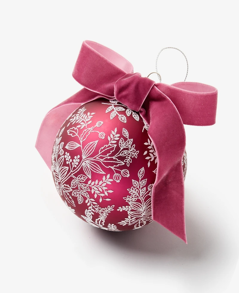 Holiday Lane Holiday Toile Red Floral Ball Ornament, Macy's Exclusive