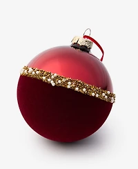 Holiday Lane Holiday Toile Burgundy Ball with Beaded Band Ornament, Macy's Exclusive