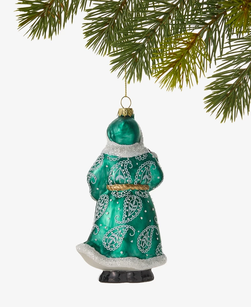 Holiday Lane Holiday Toile Santa with Coat and Lantern Ornament, Macy's Exclusive