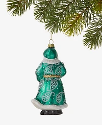 Holiday Lane Holiday Toile Santa with Coat and Lantern Ornament, Macy's Exclusive