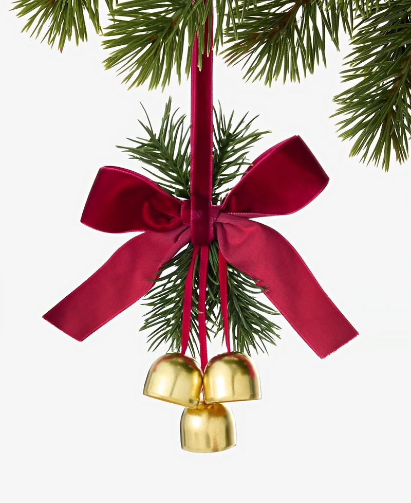 Holiday Lane Holiday Toile Bells with Needle Leaf and Bow Ornament, Macy's Exclusive