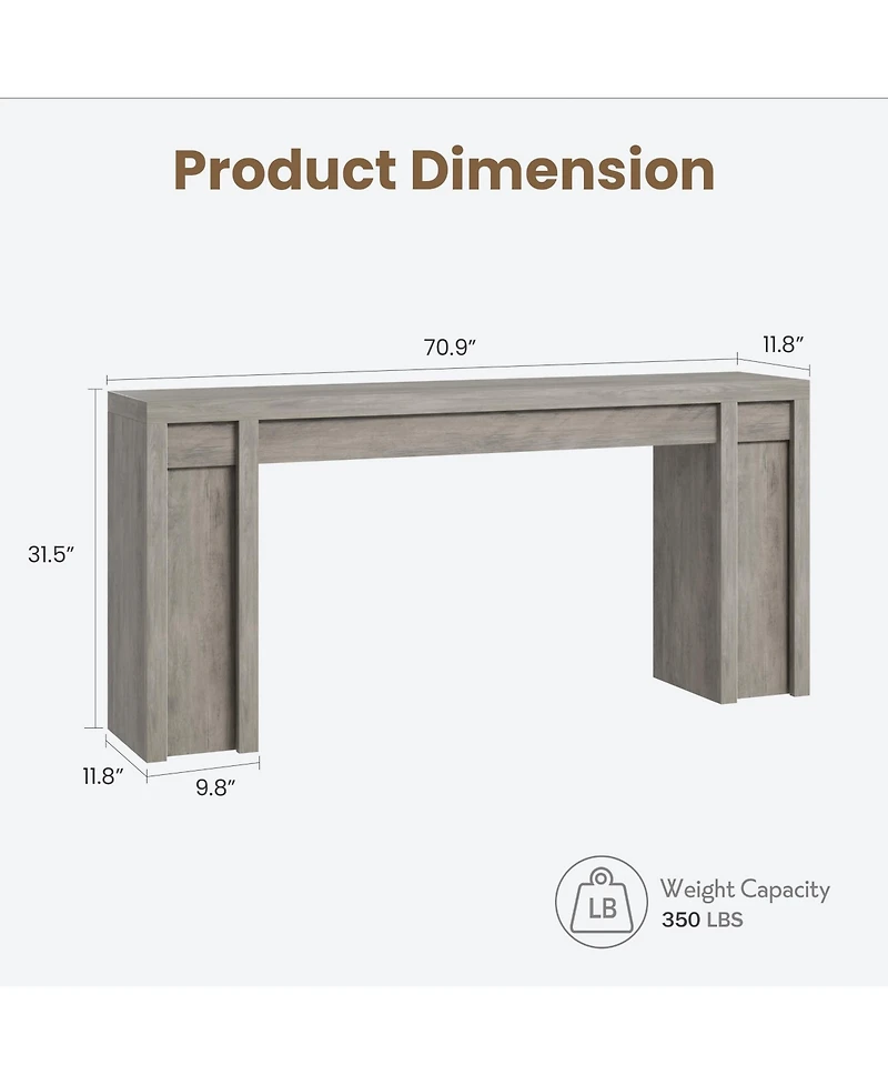 homfan Extra Long Narrow Console Table, Farmhouse Sofa Table for Entryway or Behind Couch, Engineered Wood Hallway Accent
