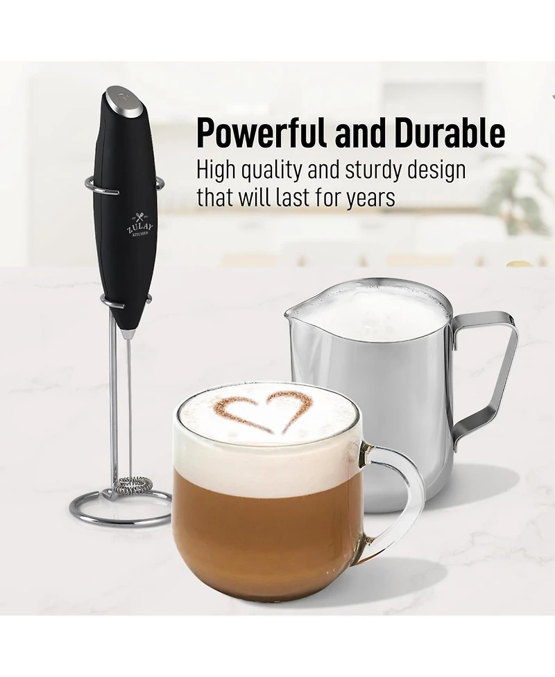 Zulay Kitchen Milk Frother Pitcher Stencil Stirrer Set