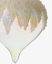 Holiday Lane Iced Delight Glass Ball Ornament with Beaded Dripping, Macy's Exclusive