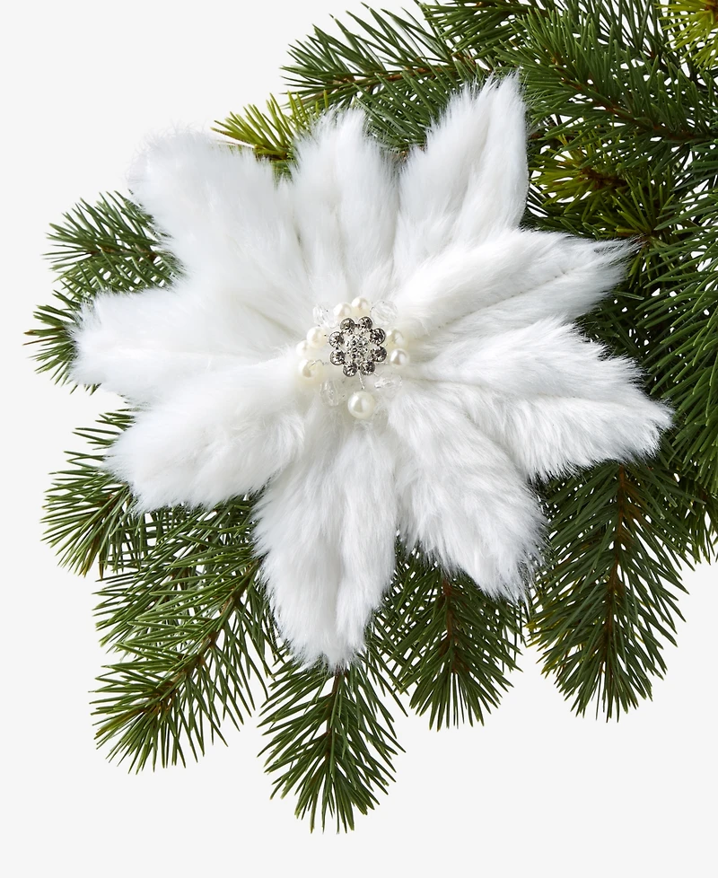 Holiday Lane Iced Delight Soft Poinsettia Clip Ornament, Macy's Exclusive