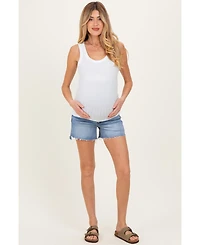 Pinkblush Maternity Blue Distressed Frayed Hem Jean Shorts