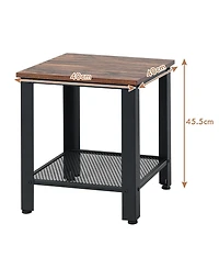 Gymax Industrial End Table 2-Tier Side Table W/Storage Shelf Rustic Sofa Table