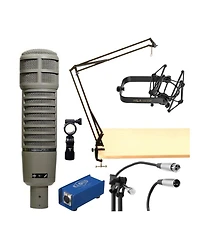 Electro-Voice RE20 Variable-d Dynamic Cardioid Mic - HandA Shock Mount, Cloud Cloudlifter Cl-1 Activator, Broadcast Arm with Xlr Cable