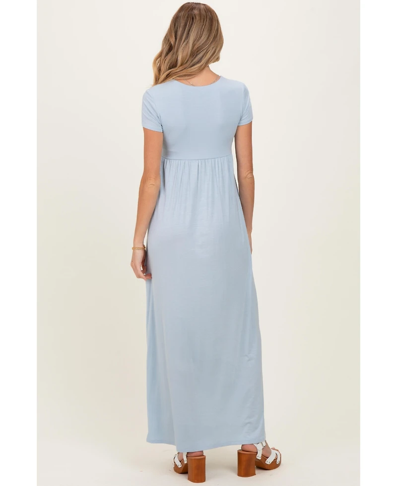 PinkBlush Olive Draped Maternity/Nursing Maxi Dress