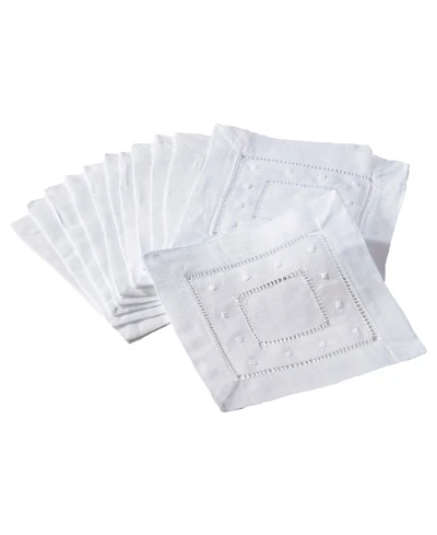Saro Lifestyle Swiss Dot Collection Embroidered and Hemstitch Napkins, Set of 12