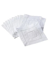 Saro Lifestyle Swiss Dot Collection Embroidered and Hemstitch Napkins, Set of 12