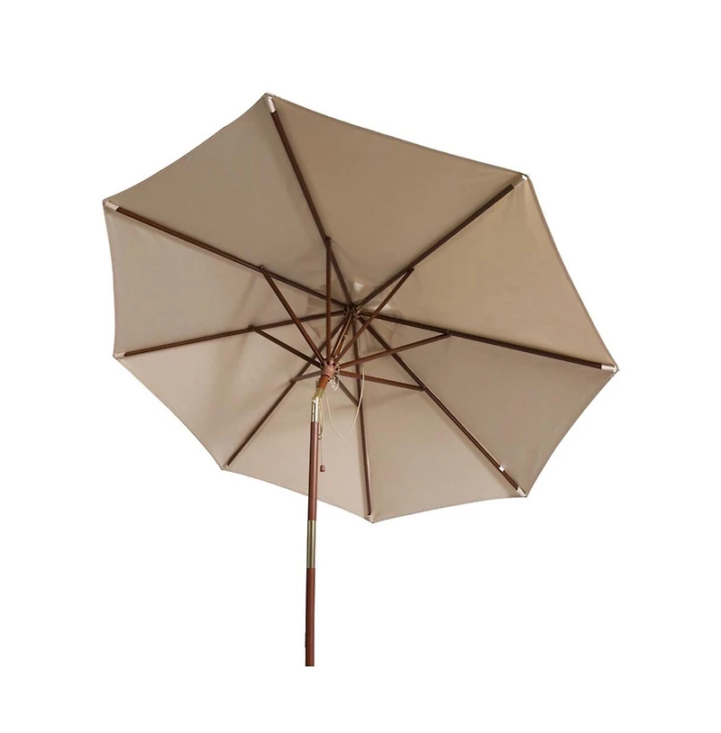 Augusta Home Cannes 9Ft Wood Crank Umbrella