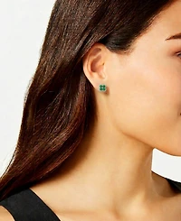 Macy's Emerald (1/4 ct. t.w.) & Diamond (1/6 ct. t.w.) Stud Earrings in 14k Yellow Gold