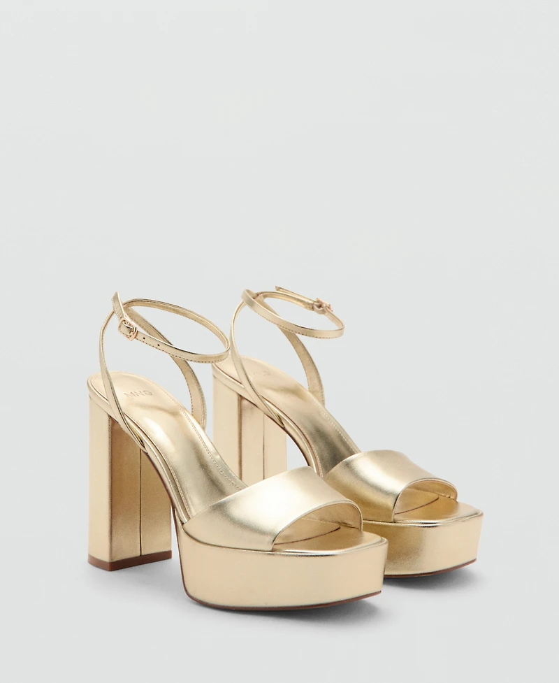 Mango Women's Metallic-Effect Heeled Sandals