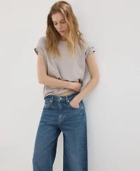 Mango Women's Turn-Up Hem Wide Leg Jeans