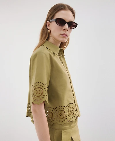 Mango Women's Embroidered Openwork Shirt