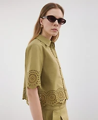 Mango Women's Embroidered Openwork Shirt