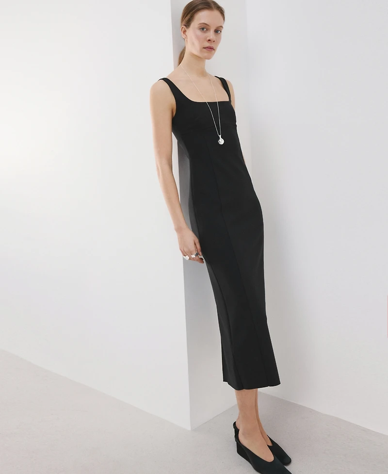 Mango Women's Straight-Neckline Fitted Dress