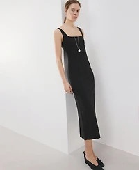Mango Women's Straight-Neckline Fitted Dress