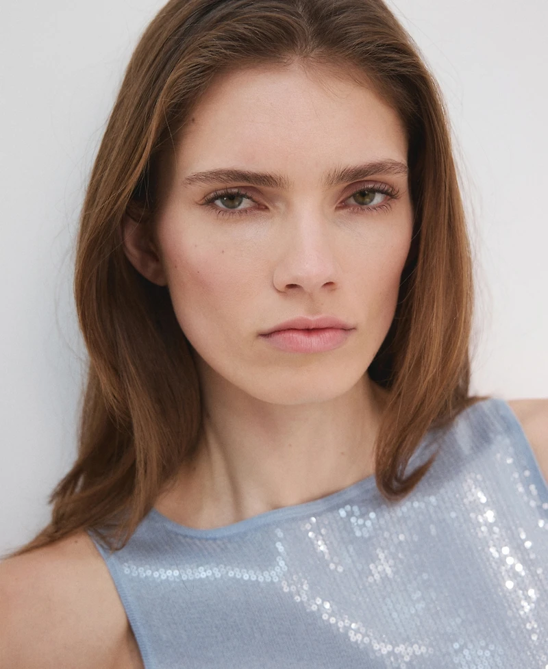 Mango Women's Sequins Knit Top