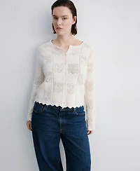 Mango Women's Openwork Detail Knit Cardigan
