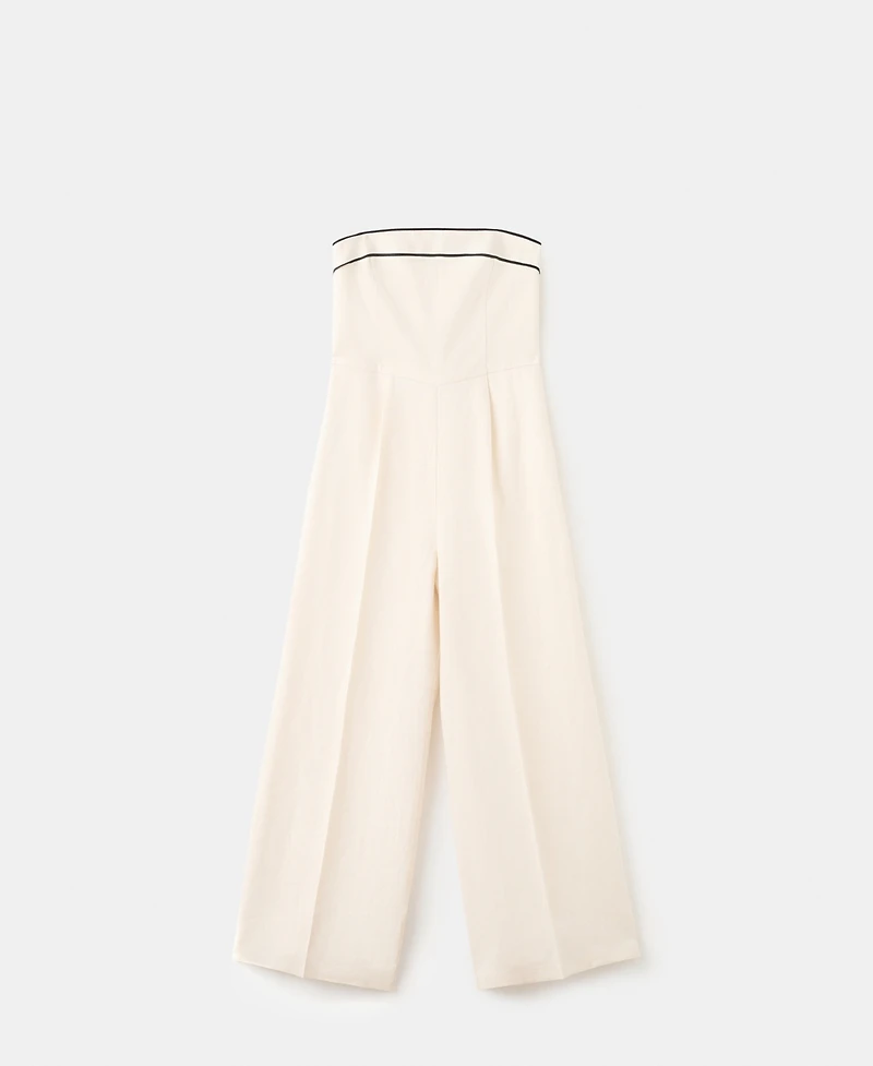 Mango Women's Strapless Linen Jumpsuit