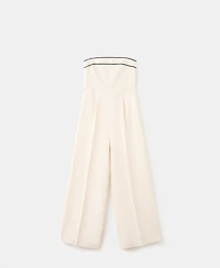 Mango Women's Strapless Linen Jumpsuit