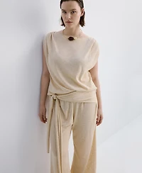 Mango Women's Short-Sleeved Fine-Knit Sweater