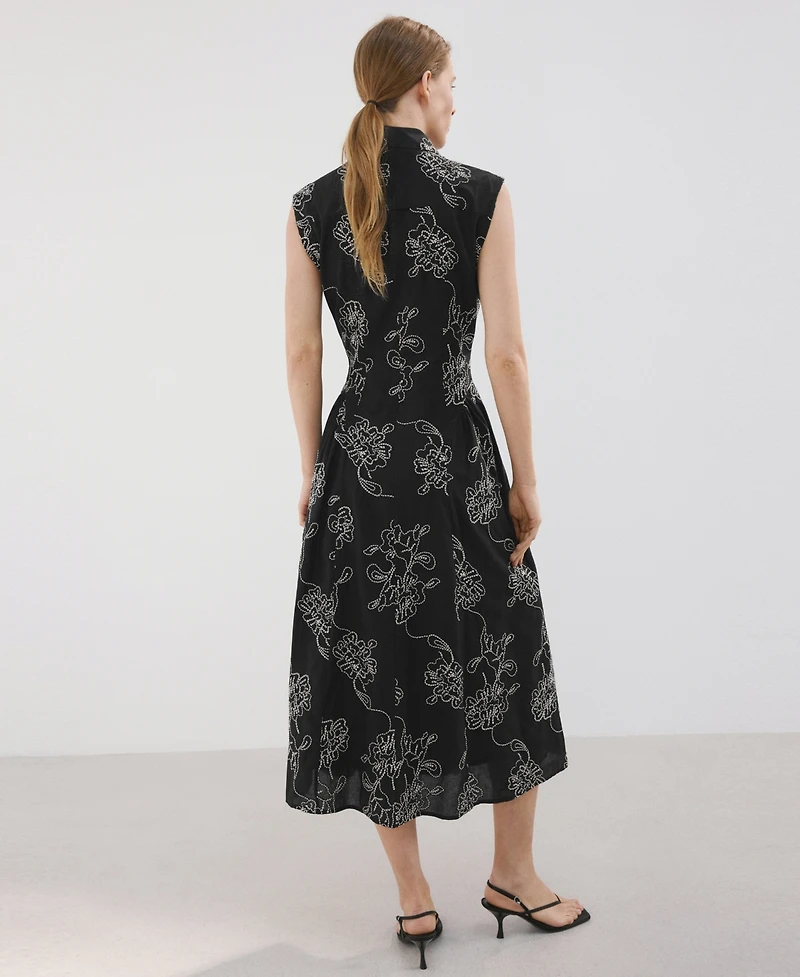 Mango Women's Embroidered Floral Shirtdress