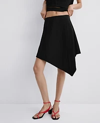 Mango Women's Asymmetrical A-Line Skirt