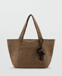 Mango Women's Natural-Fiber Tote Bag