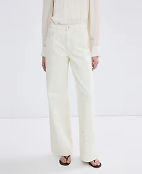 Mango Women's Flower-Embroidered Straight-Fit Jeans