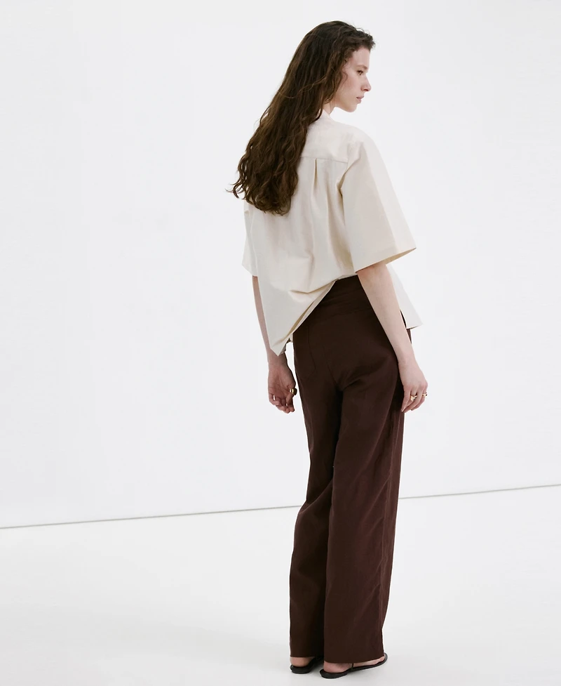 Mango Women's Linen High-Waist Trousers