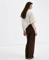 Mango Women's Linen High-Waist Trousers