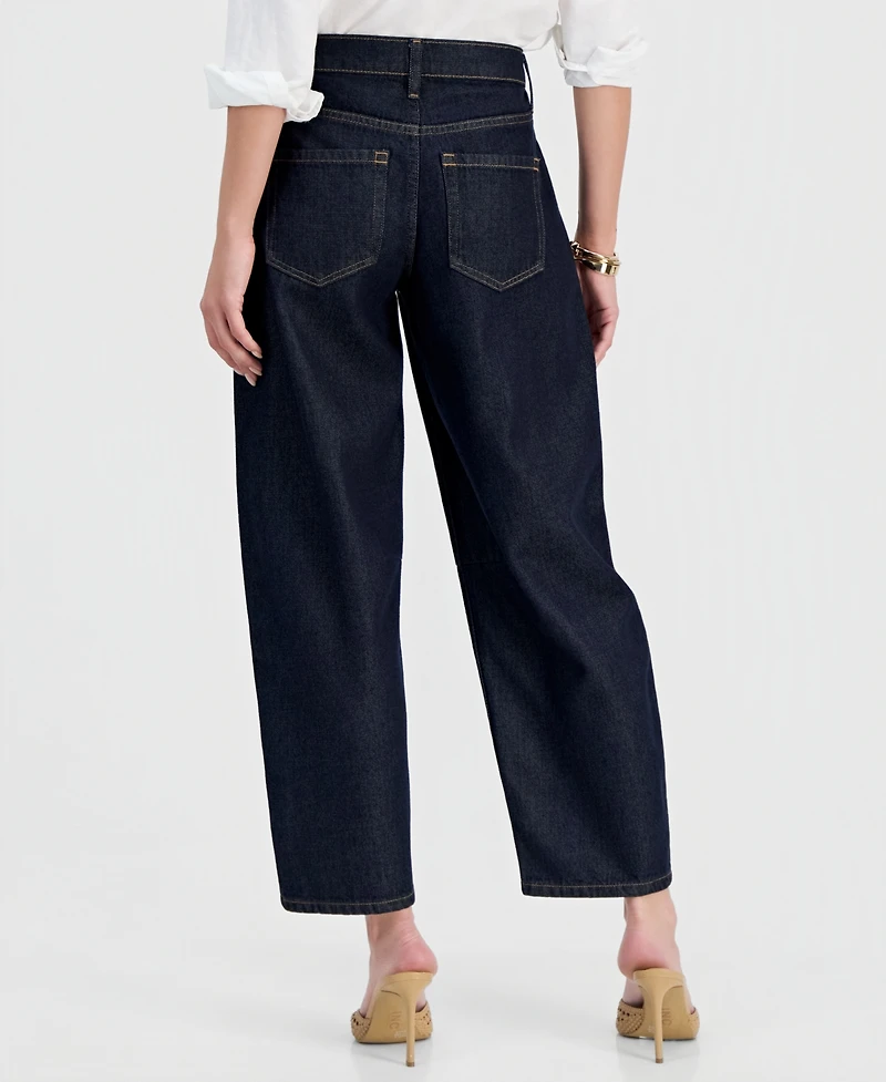 I.n.c. International Concepts Women's High-Rise Barrel-Leg Ankle Jeans, Macy's Exclusive