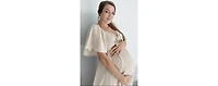 Pinkblush Maternity Plum Front Tie Ruffle Sleeve Midi Dress