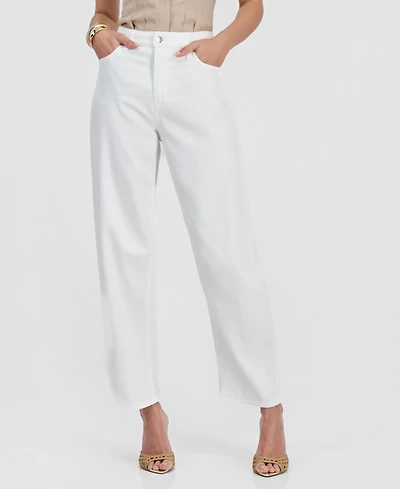I.n.c. International Concepts Women's High-Rise Barrel-Leg Ankle Jeans, Macy's Exclusive