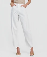 I.n.c. International Concepts Women's High-Rise Barrel-Leg Ankle Jeans, Macy's Exclusive