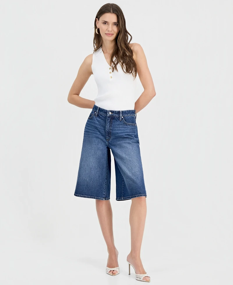 I.n.c. International Concepts Women's High Rise Long Denim Shorts, Macy's Exclusive