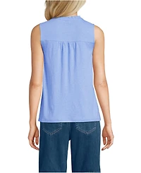 Lands' End Women's Linen Blend Ruffle Trim Tank Top