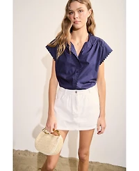 English Factory Women's Ric Rac Detailed Short Sleeve Shirt