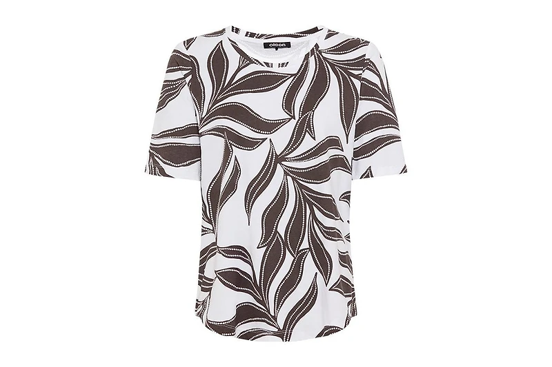 Olsen Women's Dotted Leaf Print T-Shirt