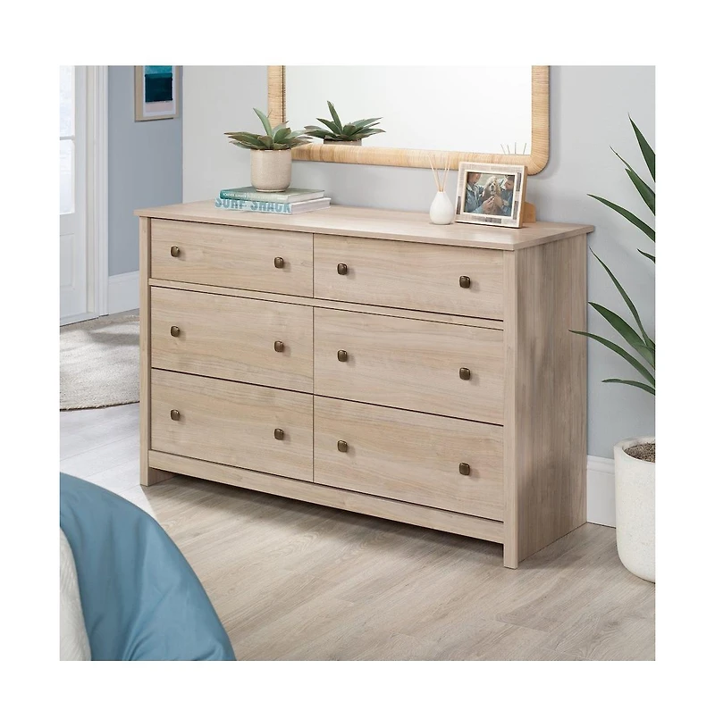 Sauder River Ranch 6-Drawer Bedroom Dresser, Harvest Walnut Finish